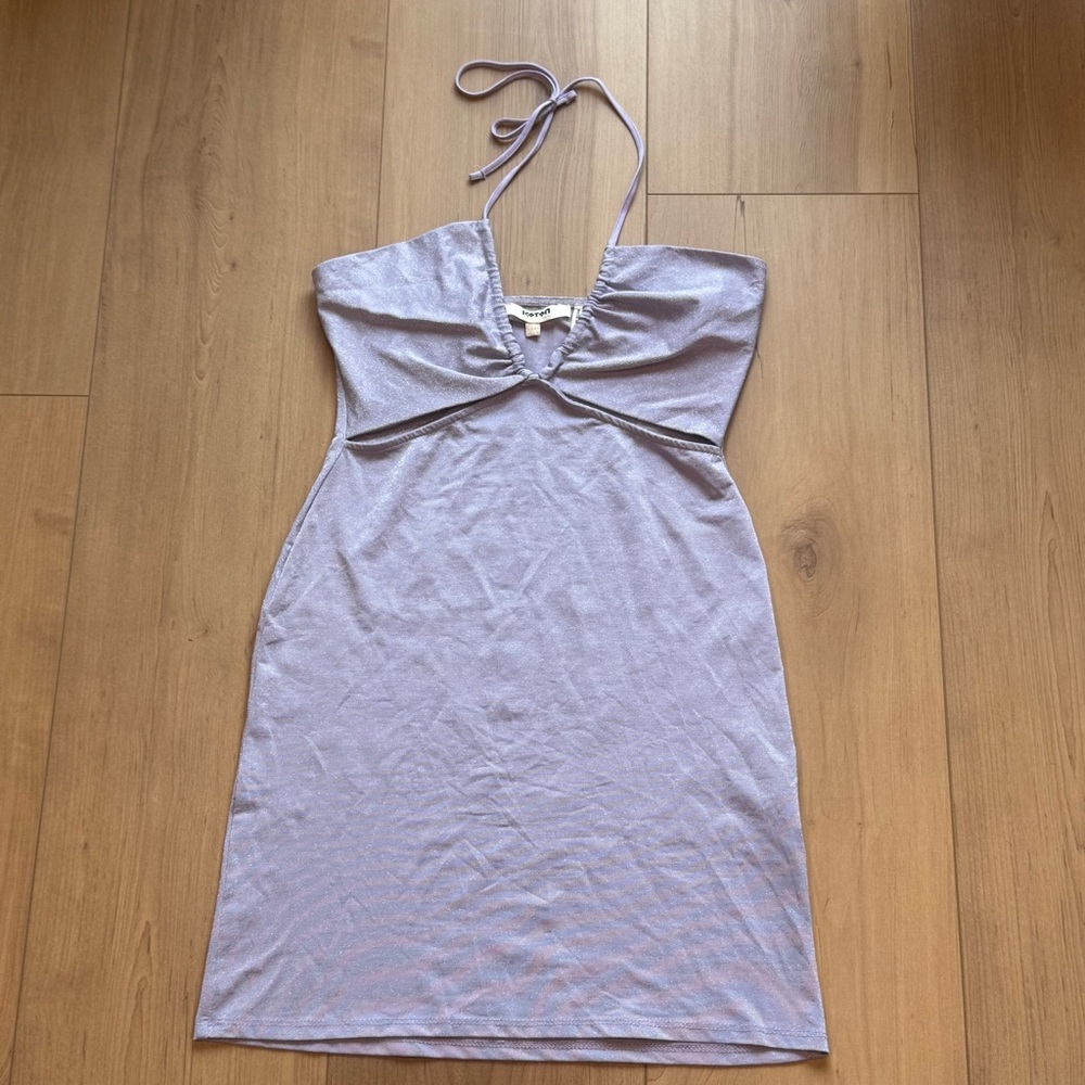 Mini Lavender purple Halter Dress with slits